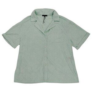 Jaclyn Smith Womens Light Green Button-Up Short Sleeve Shirt XL Polyester, NWOT